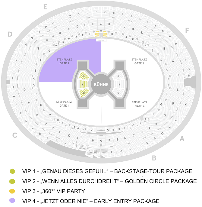Zaalplattegrond: Helene Fischer 360° Stadiontour 2026 - VIP Packages