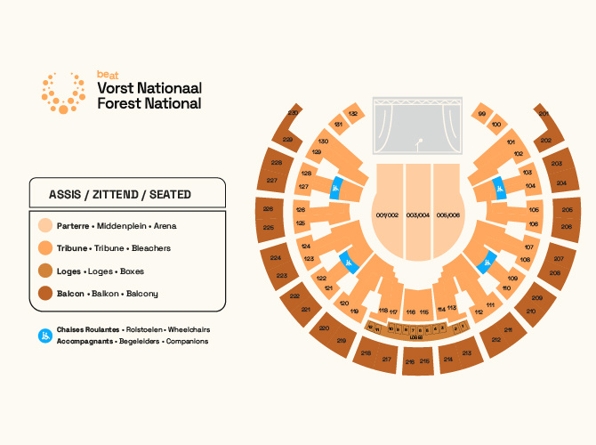 Venue seating chart for Pierre Garnier for reference only
