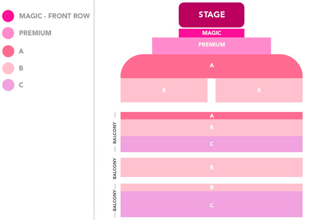 Venue seating chart for Magic Men LIVE! for reference only