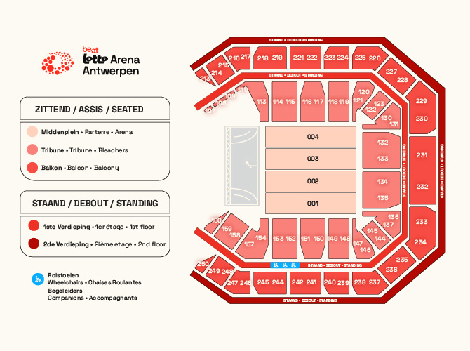 Venue seating chart for Jasper Steverlinck for reference only