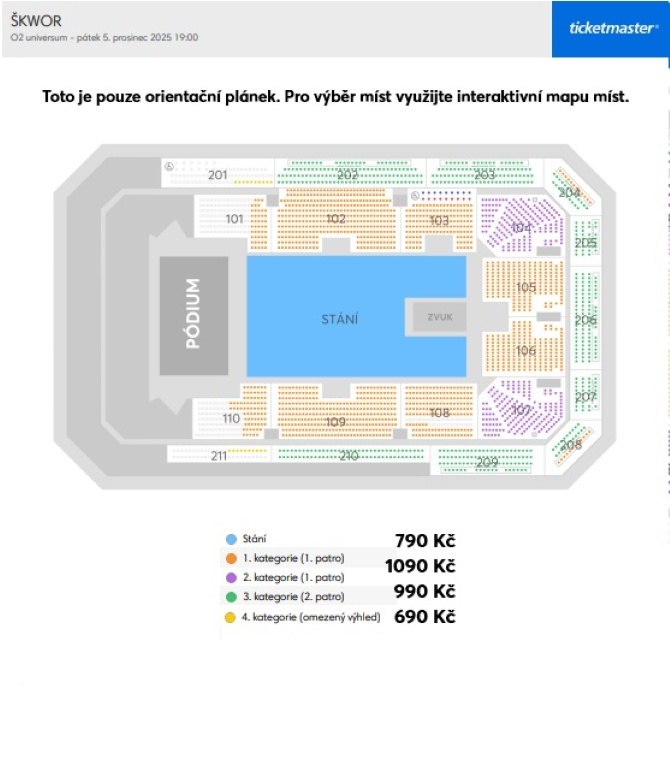Náhledová mapa míst  pro Škwor je pouze orientační