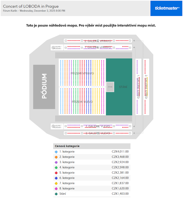 Náhledová mapa míst pro Svetlana Loboda je pouze orientační