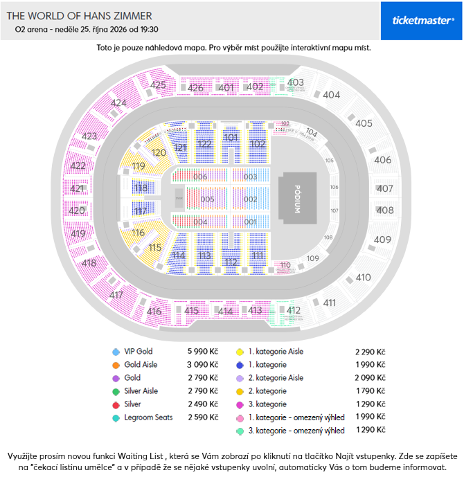 Seating plan for O2 Arena
