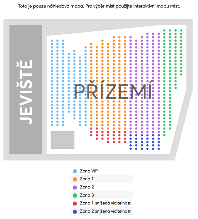 Schéma míst k sezení v místě konání pro Macbeth, Letní shakespearovské slavnosti Pouze orientační.