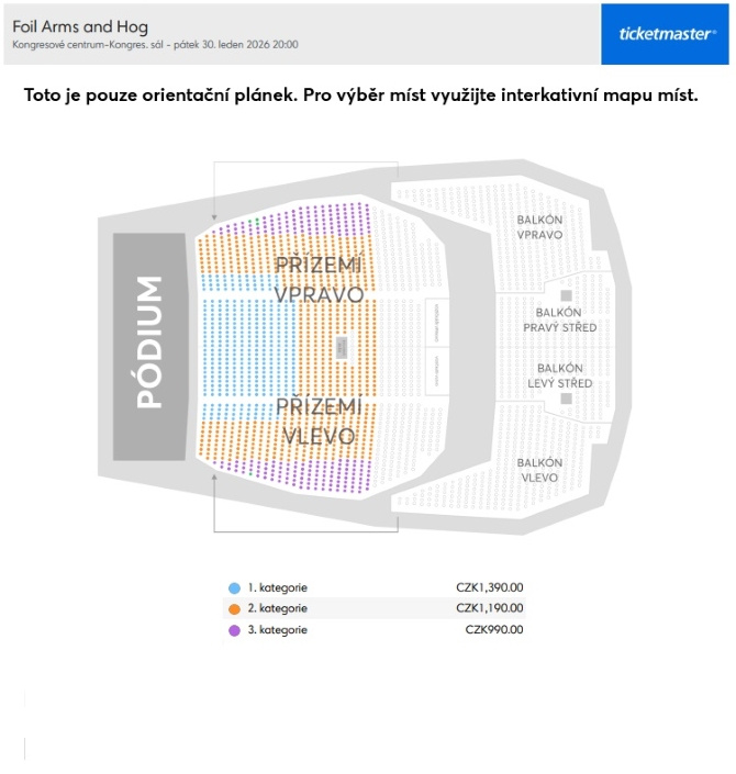 Náhledová mapa míst pro Foil Arms & Hog je pouze orientační