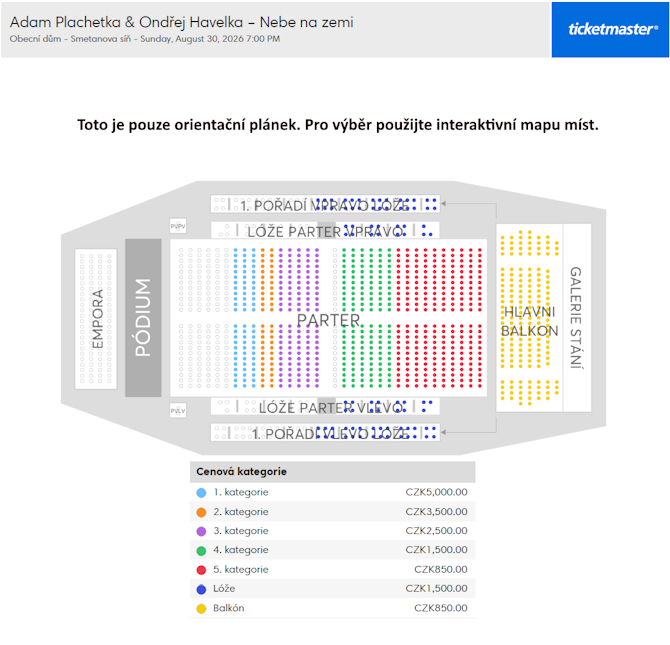 Náhledová mapa míst  pro A. Plachetka & O. Havelka a jeho Melody Makers / Nebe na Zemi je pouze orientační