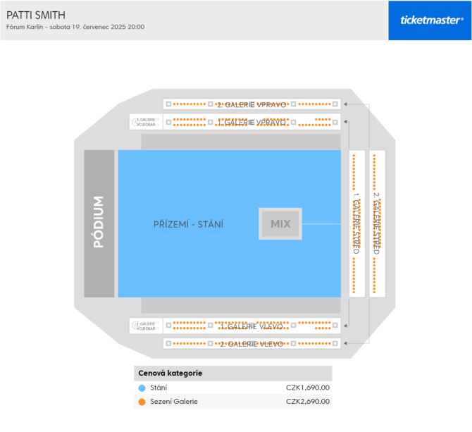 Venue seating chart for Patti Smith for reference only