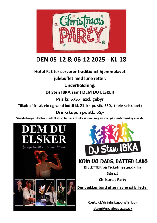 Salsoversigten til Christmas Party er kun vejledende