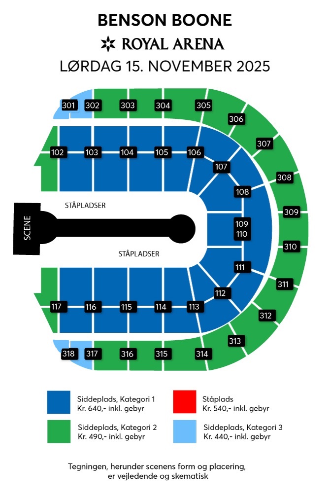 Venue seating chart for Benson Boone for reference only