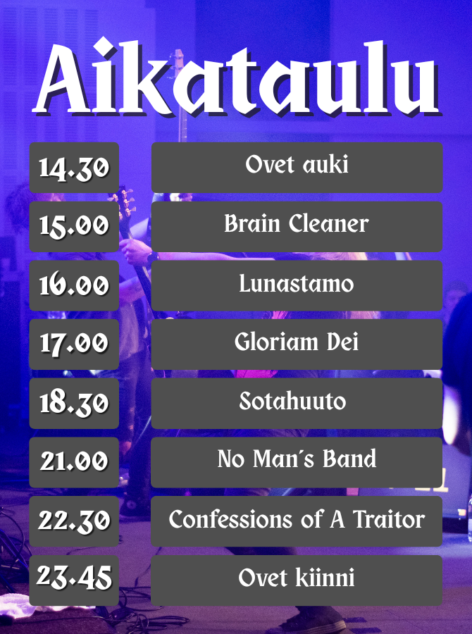 Tapahtumapaikan ValkeaRock pohjakartta on vain ohjeellinen