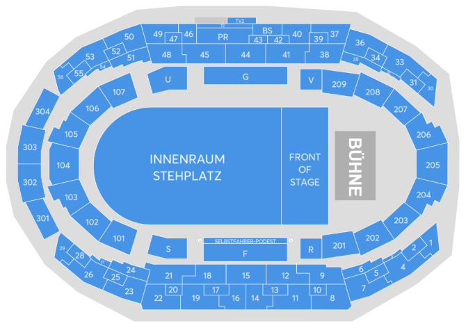 Saalplan für Die Fantastischen Vier nur zu Ansichtszwecken