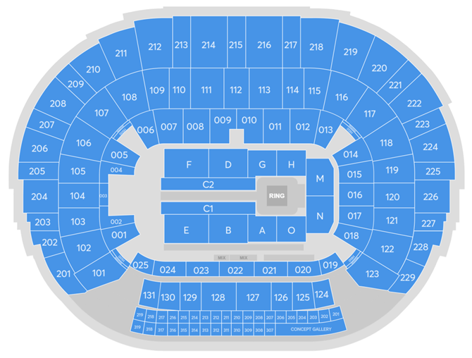 Saalplan für WWE Live nur zu Ansichtszwecken