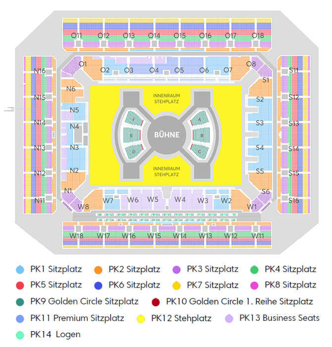 Saalplan für Helene Fischer nur zu Ansichtszwecken