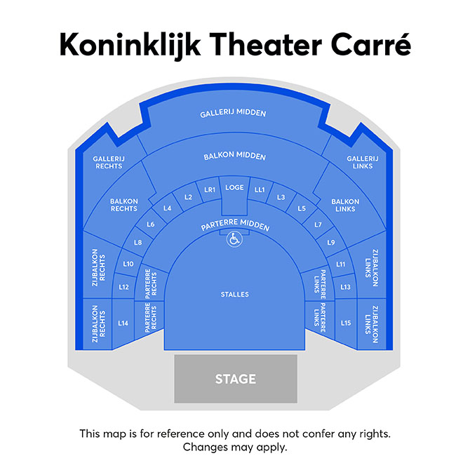 Zaalplattegrond voor Daniel Sloss alleen voor referentie