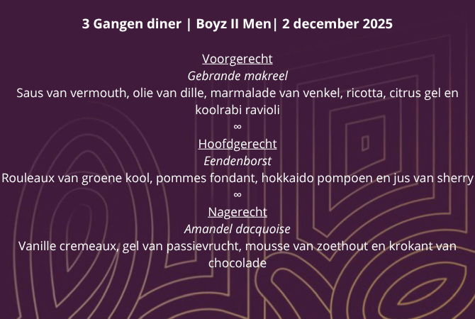 Zaalplattegrond voor Wine & Dine alleen voor referentie
