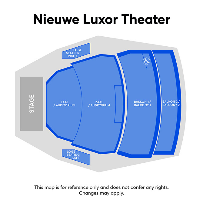 Zaalplattegrond voor Jimmy Carr alleen voor referentie