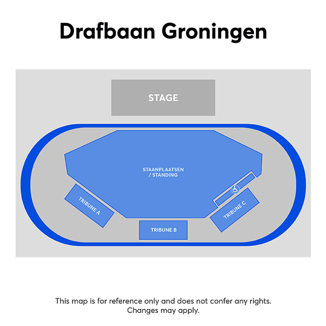 Zaalplattegrond voor Snow Patrol alleen voor referentie