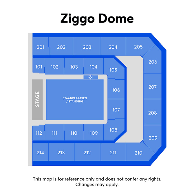Zaalplattegrond voor James Arthur alleen voor referentie
