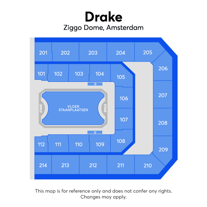 Zaalplattegrond voor Drake alleen voor referentie
