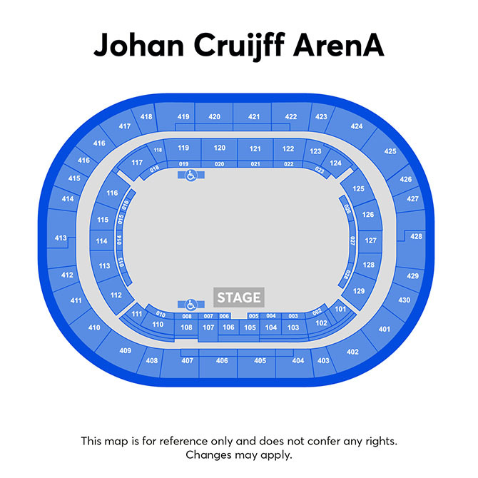 Zaalplattegrond voor CRUIJFF Première alleen voor referentie