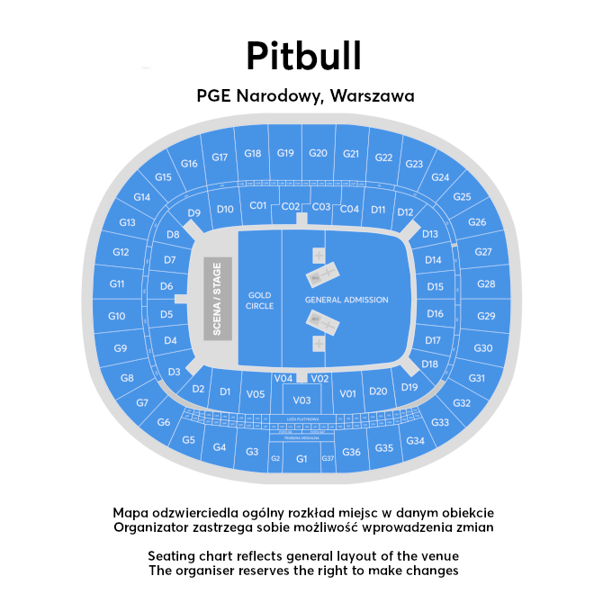 Plan miejsc w obiekcie Pitbull wyłącznie w celach informacyjnych