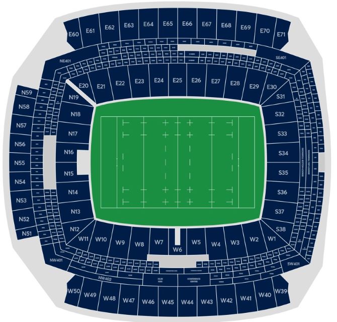 Venue seating chart for Australia for reference only
