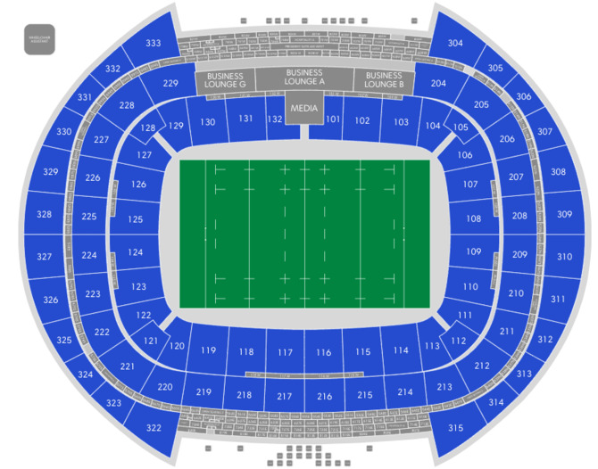 Venue seating chart for Australia for reference only