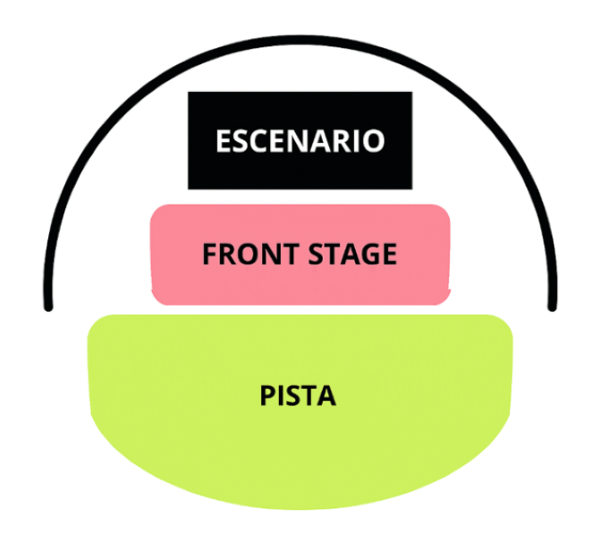 Mapa de asientos del recinto para Hombres G, solo como referencia