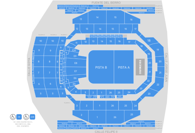 Plano de la sala - Movistar Arena