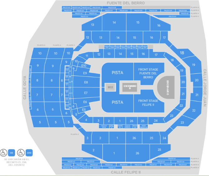 Plano de la sala - Movistar Arena