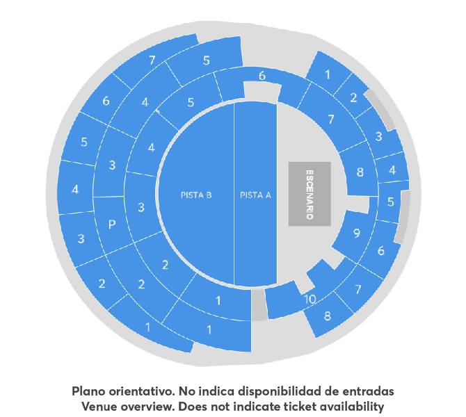 Mapa de asientos del recinto para Duki, solo como referencia