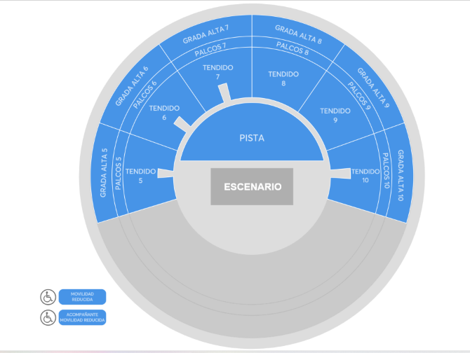 Mapa de asientos del recinto para Fito & Fitipaldis, solo como referencia