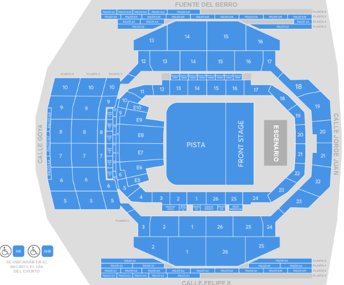 Plano de la sala - Movistar Arena