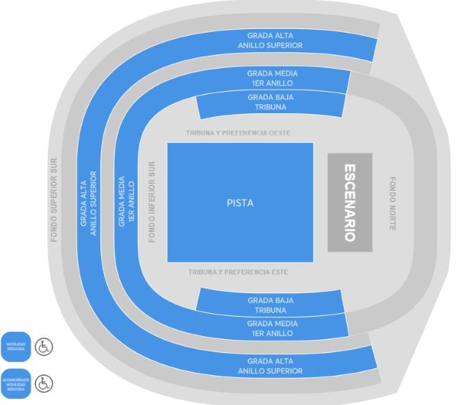 Mapa de asientos del recinto para Fito & Fitipaldis, solo como referencia