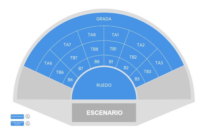 Mapa de asientos del recinto para Fito & Fitipaldis, solo como referencia