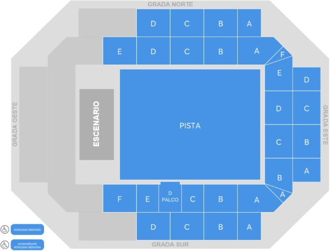 Mapa de asientos del recinto para Fito & Fitipaldis, solo como referencia