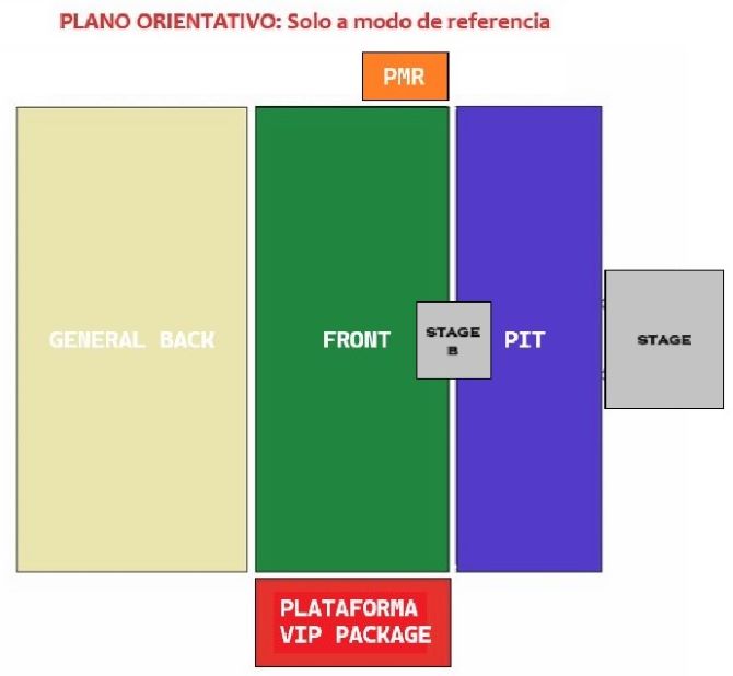 Mapa de asientos del recinto para My Chemical Romance, solo como referencia