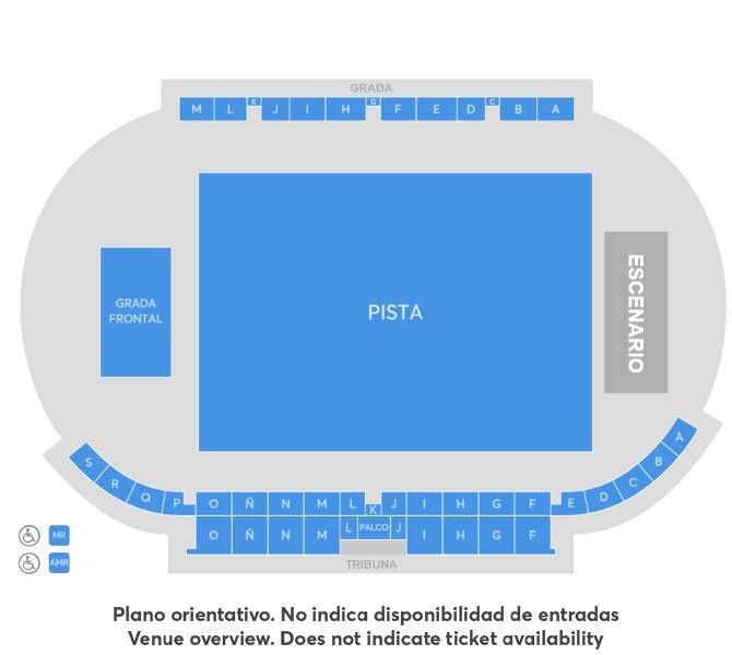 Mapa de asientos del recinto para El Último de la Fila, solo como referencia