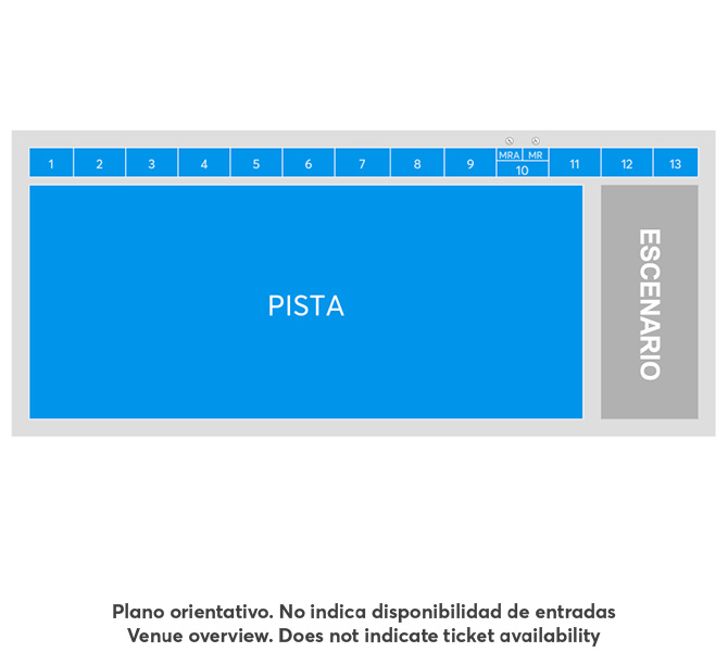 Mapa de asientos del recinto para Big Time Rush, solo como referencia