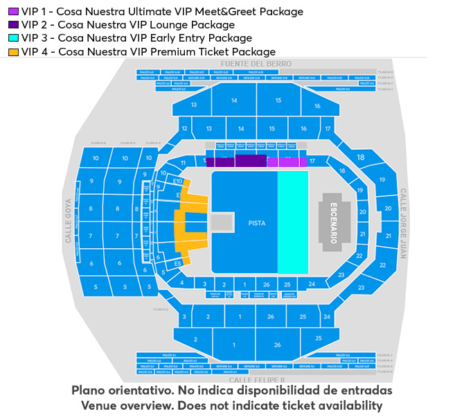 Venue seating chart for Rauw Alejandro for reference only