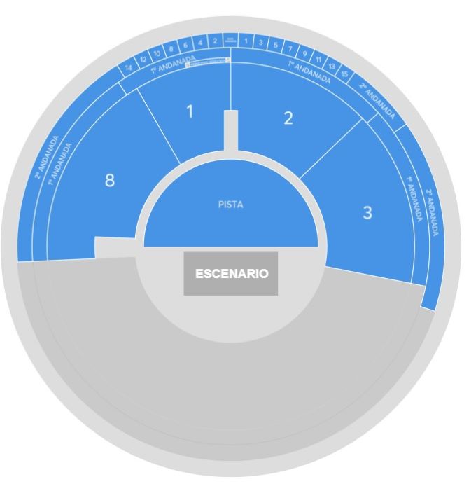 Mapa de asientos del recinto para Fito & Fitipaldis, solo como referencia