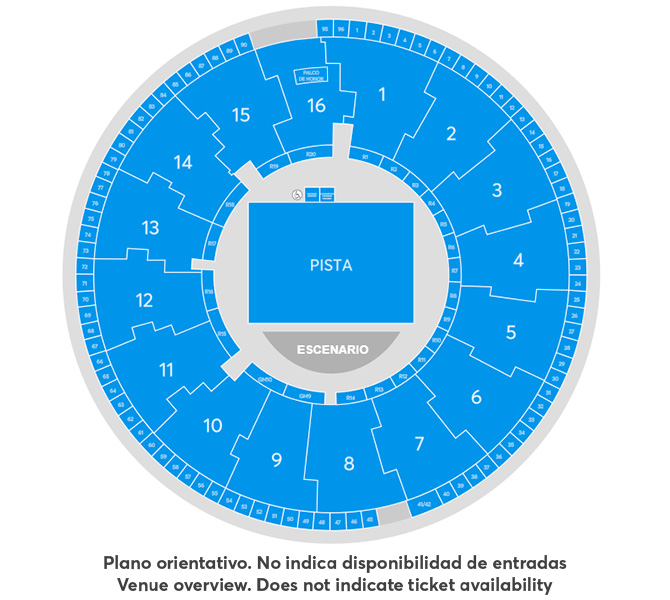 Mapa de asientos del recinto para Big Time Rush, solo como referencia