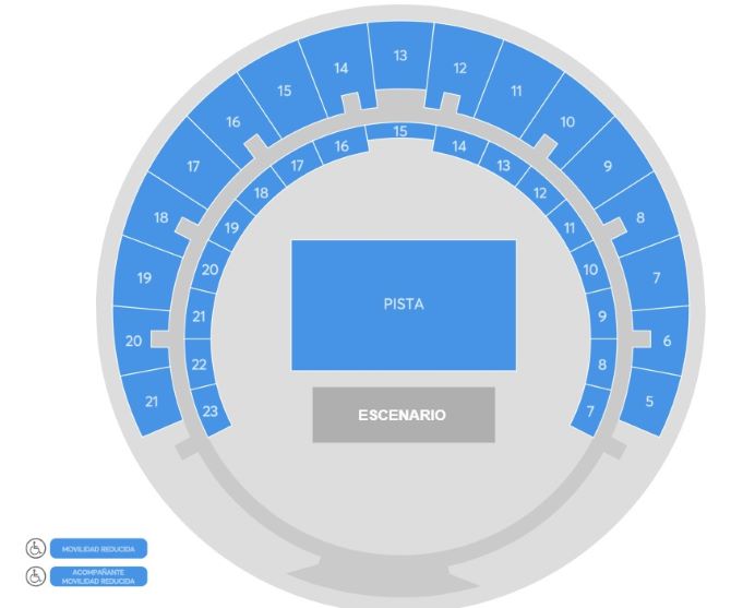 Mapa de asientos del recinto para Fito & Fitipaldis, solo como referencia