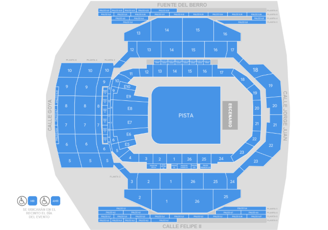 Plano de la sala - Movistar Arena