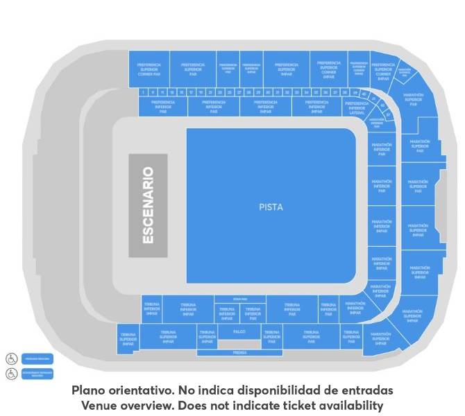 Mapa de asientos del recinto para El Último de la Fila, solo como referencia