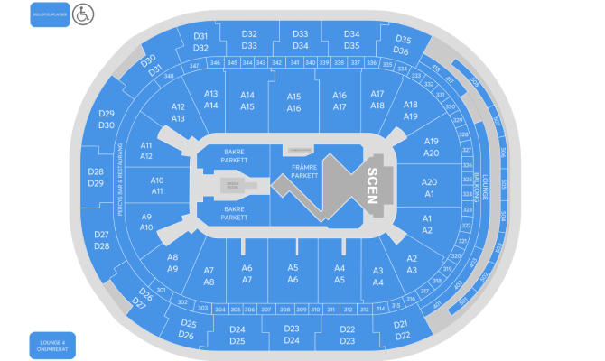 Arena platskarta för Melodifestivalen enbart för referens