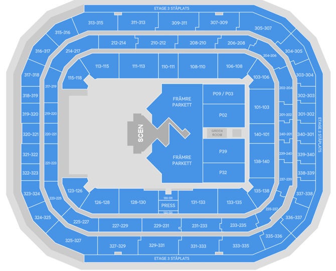 Arena platskarta för Melodifestivalen enbart för referens