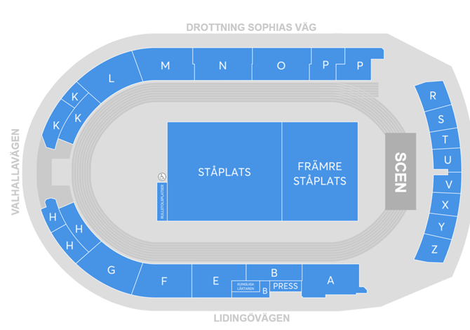 Arena platskarta för Robbie Williams enbart för referens