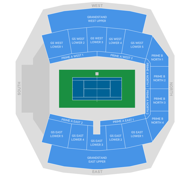 Venue seating chart for DDF Tennis Championships for reference only
