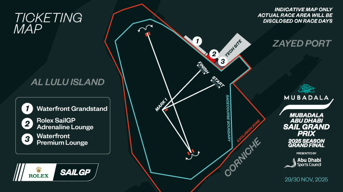 Venue seating chart for Mubadala Abu Dhabi Sail Grand Prix for reference only